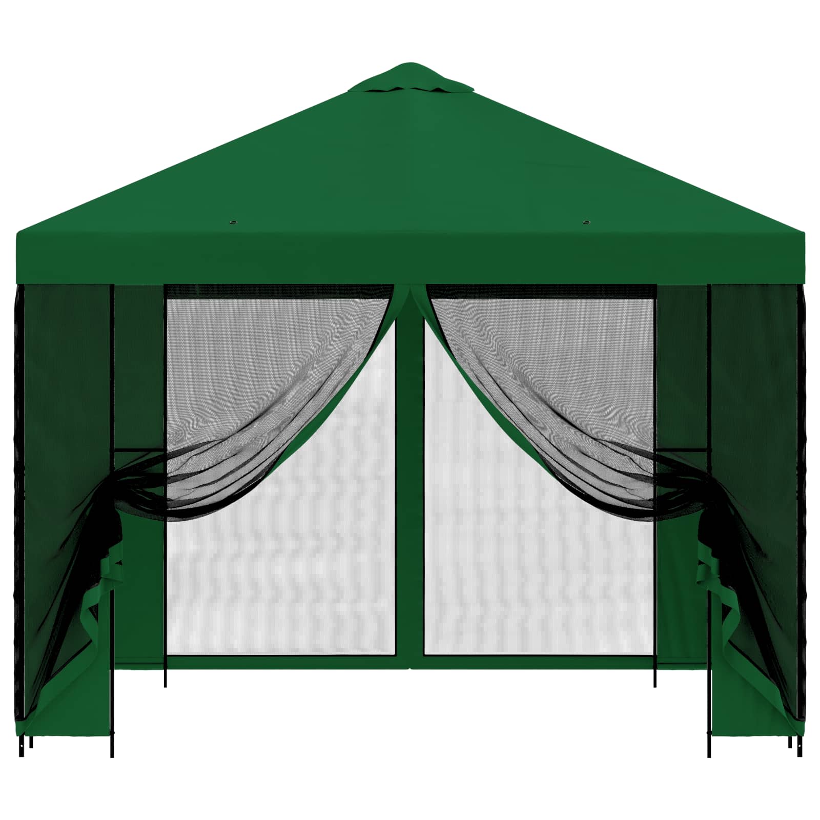 Tuin Gazebo met Zijwanden 3 x 3 m Groen Polyester en staal