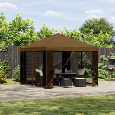 Tuin Gazebo met Zijwanden 3 x 3 m Taupe Polyester en staal