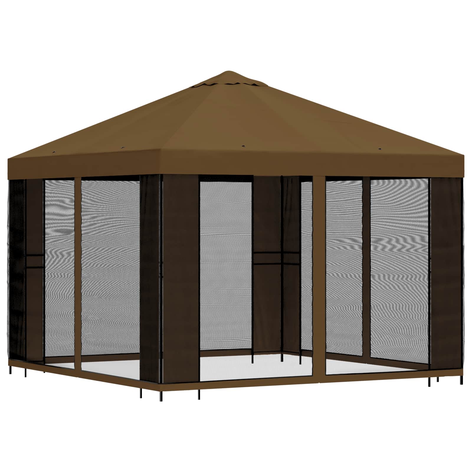 Tuin Gazebo met Zijwanden 3 x 3 m Taupe Polyester en staal