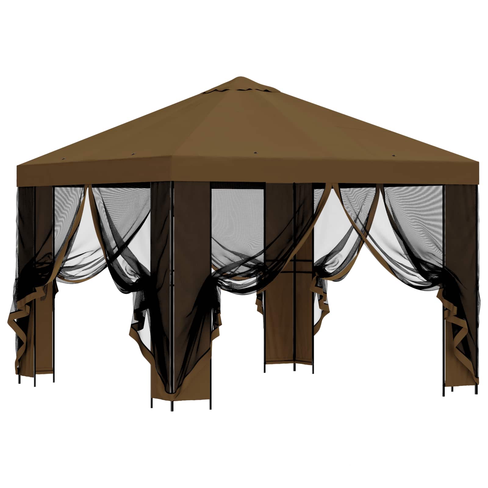Tuin Gazebo met Zijwanden 3 x 3 m Taupe Polyester en staal