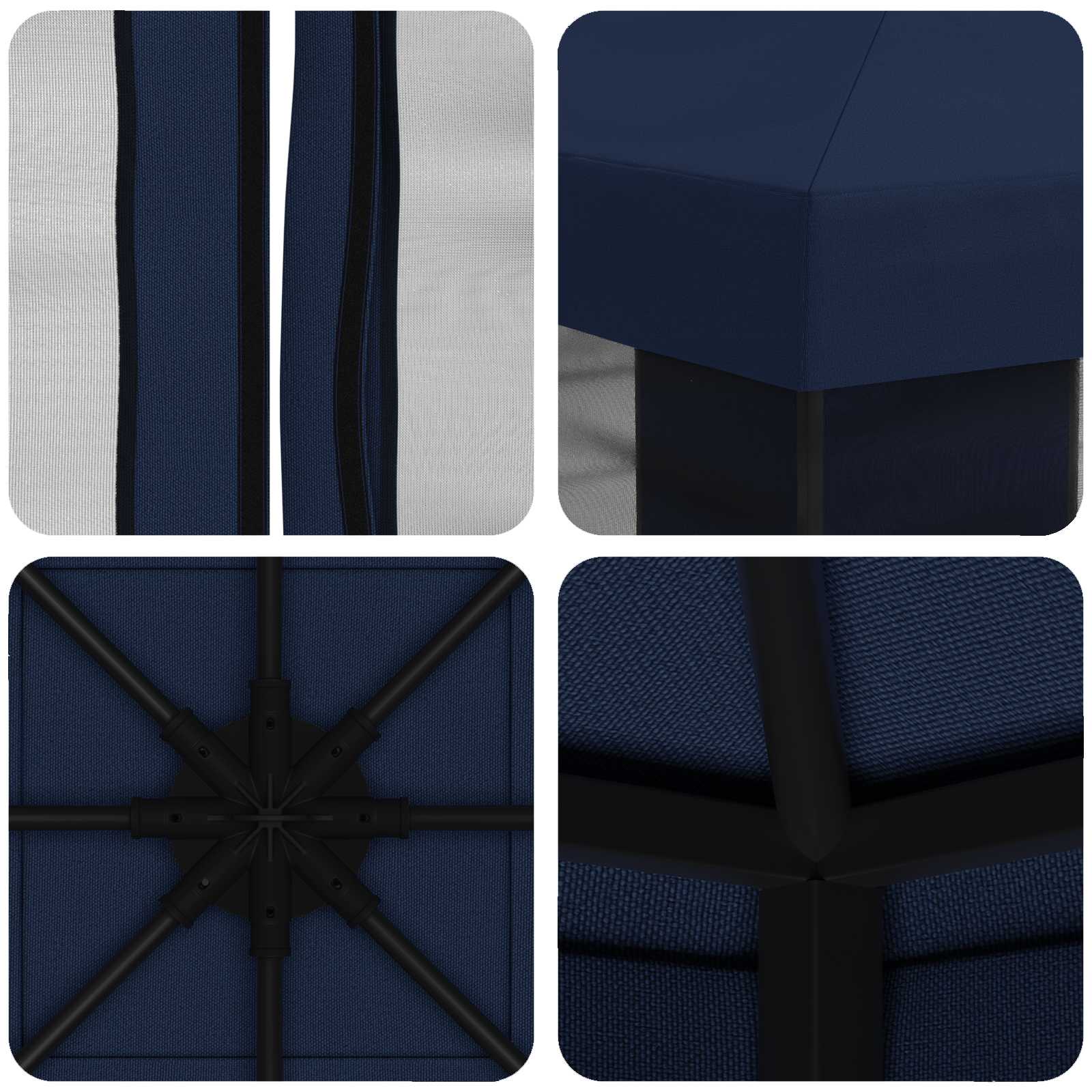 Tuin Gazebo met Zijwanden 3 x 3 m Blauw Polyester en staal