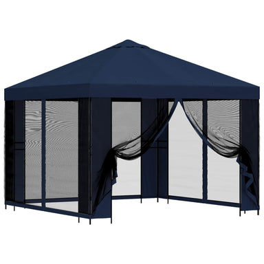 Tuin Gazebo met Zijwanden 3 x 3 m Blauw Polyester en staal