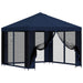 Tuin Gazebo met Zijwanden 3 x 3 m Blauw Polyester en staal