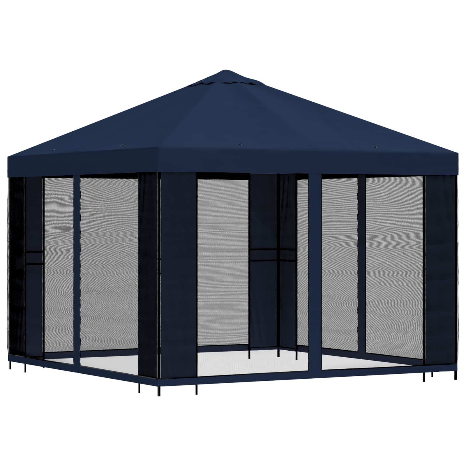 Tuin Gazebo met Zijwanden 3 x 3 m Blauw Polyester en staal