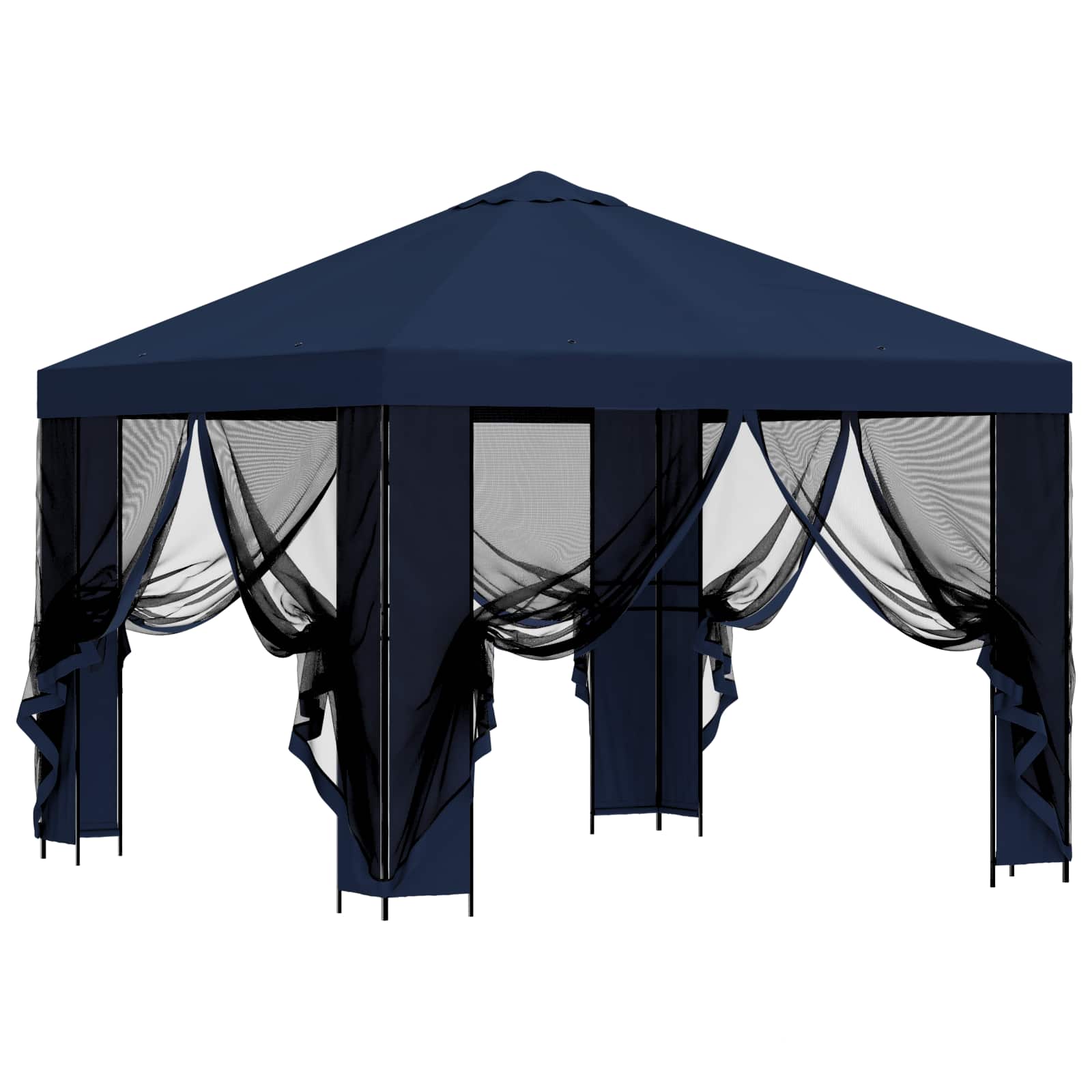 Tuin Gazebo met Zijwanden 3 x 3 m Blauw Polyester en staal