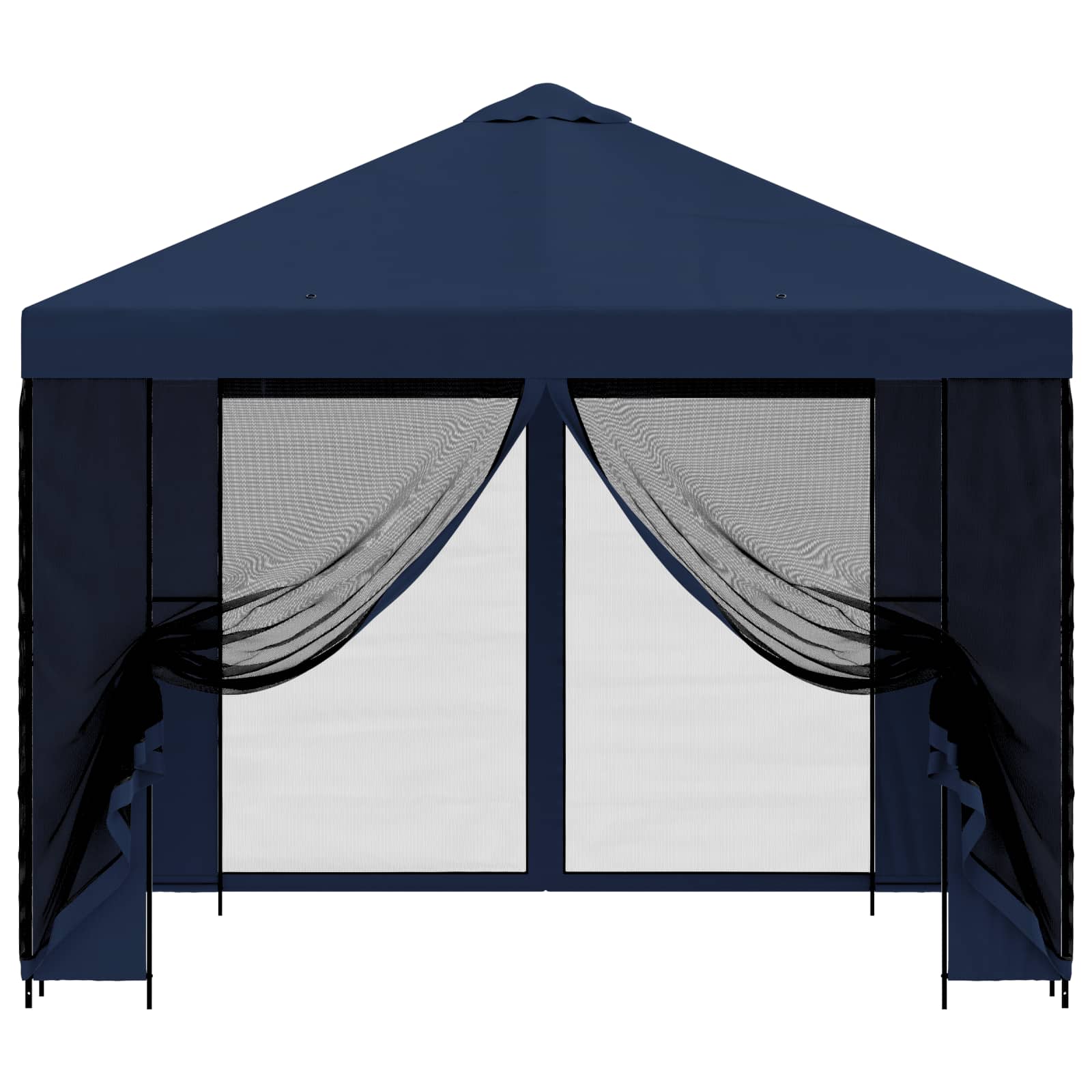 Tuin Gazebo met Zijwanden 3 x 3 m Blauw Polyester en staal