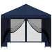 Tuin Gazebo met Zijwanden 3 x 3 m Blauw Polyester en staal