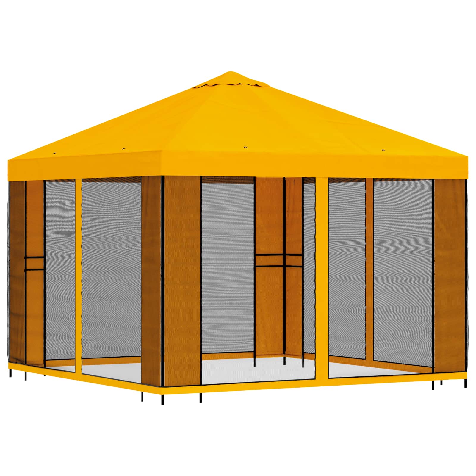 Tuin Gazebo met Zijwanden 3 x 3 m Geel Polyester en staal