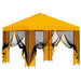 Tuin Gazebo met Zijwanden 3 x 3 m Geel Polyester en staal