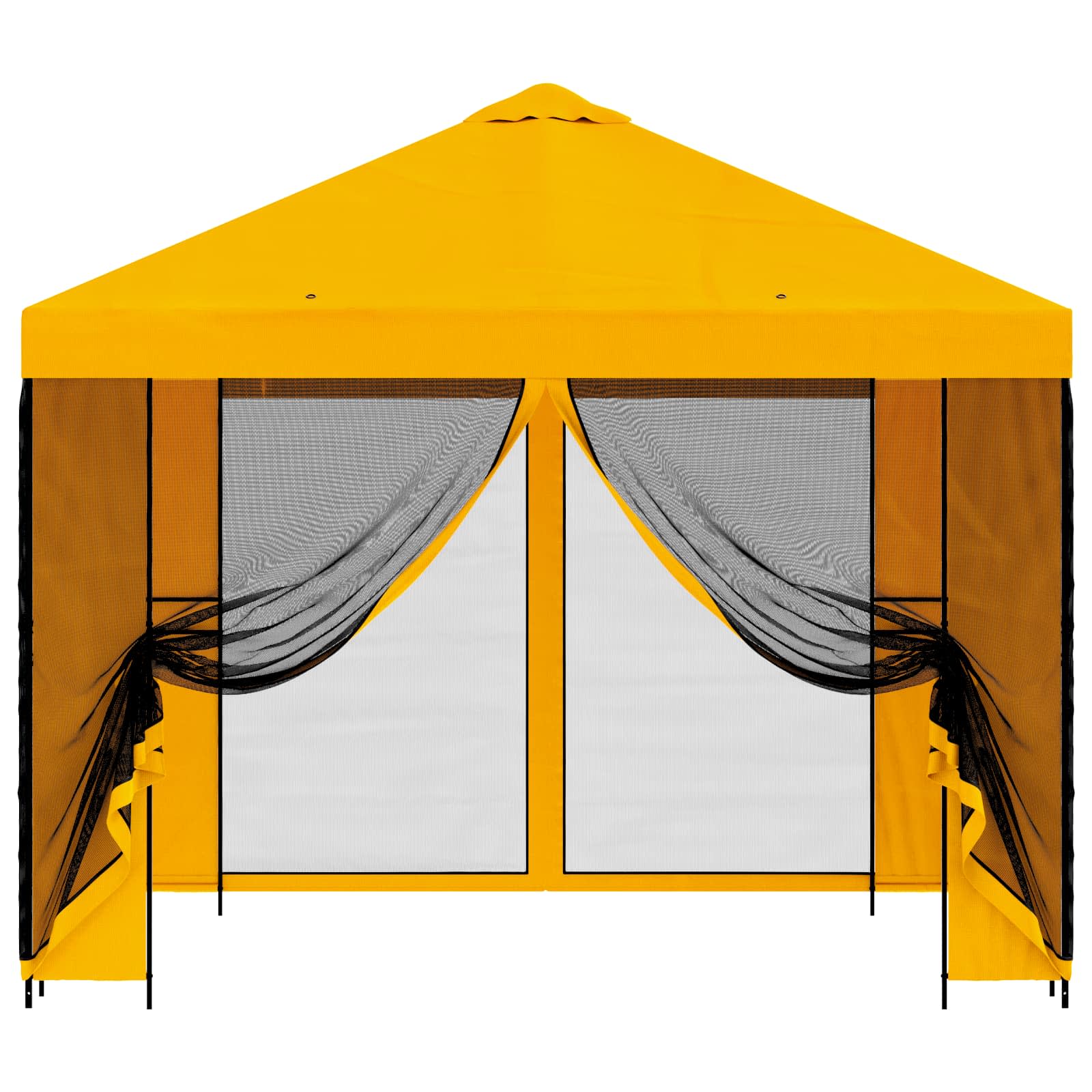 Tuin Gazebo met Zijwanden 3 x 3 m Geel Polyester en staal