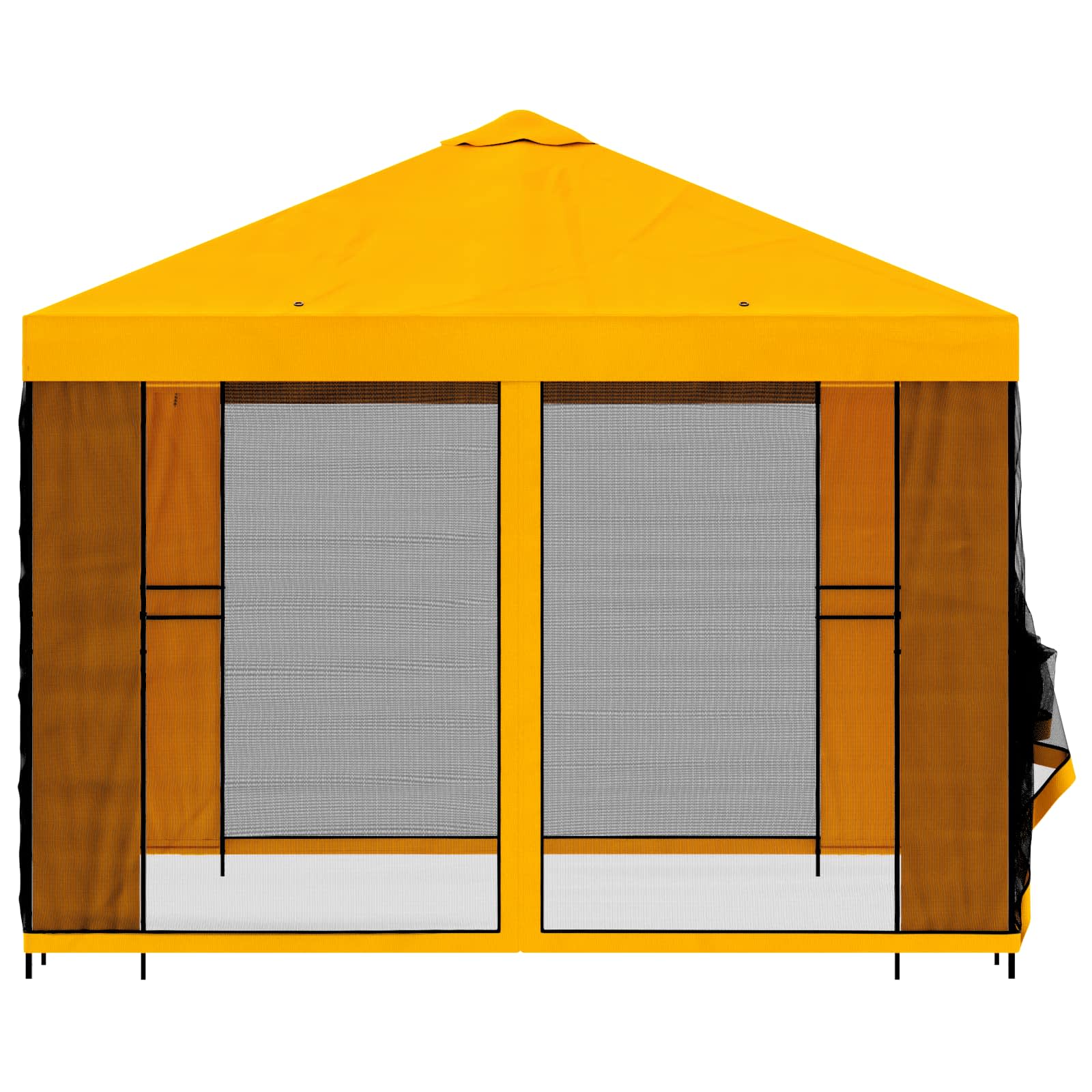 Tuin Gazebo met Zijwanden 3 x 3 m Geel Polyester en staal