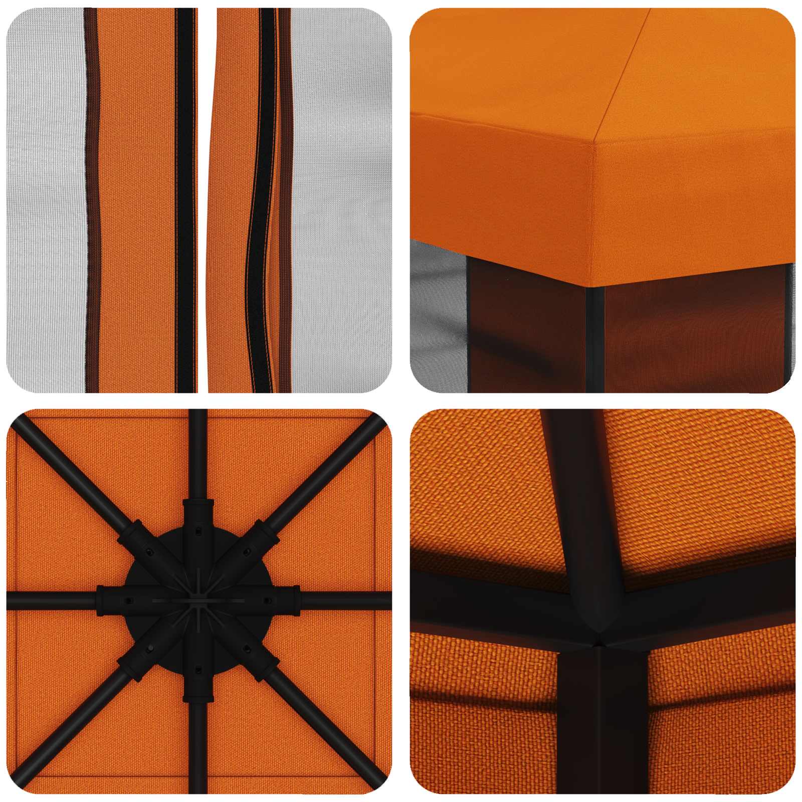 Tuin Gazebo met Zijwanden 3 x 3 m Oranje Polyester en staal
