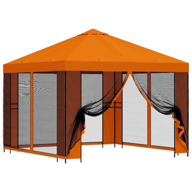 Tuin Gazebo met Zijwanden 3 x 3 m Oranje Polyester en staal