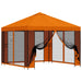 Tuin Gazebo met Zijwanden 3 x 3 m Oranje Polyester en staal