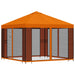 Tuin Gazebo met Zijwanden 3 x 3 m Oranje Polyester en staal