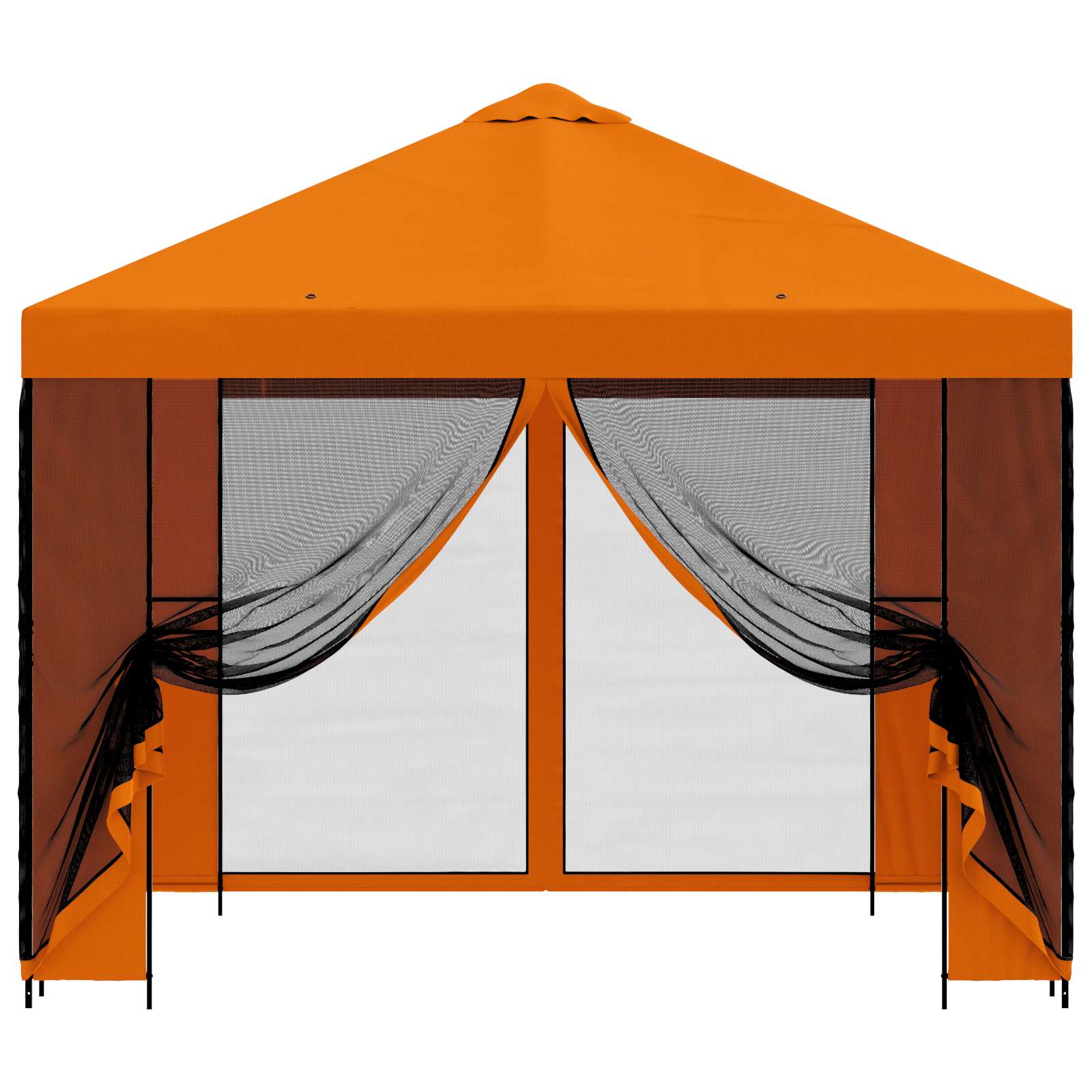 Tuin Gazebo met Zijwanden 3 x 3 m Oranje Polyester en staal
