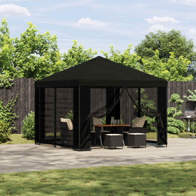 Tuin Gazebo met Zijwanden 3 x 3 m Zwart Polyester en staal
