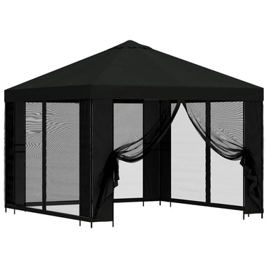Tuin Gazebo met Zijwanden 3 x 3 m Zwart Polyester en staal
