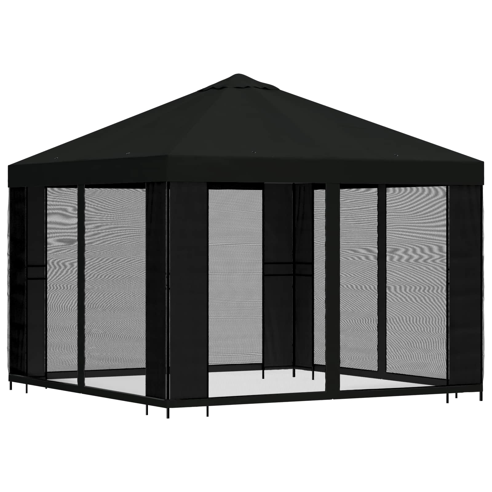 Tuin Gazebo met Zijwanden 3 x 3 m Zwart Polyester en staal