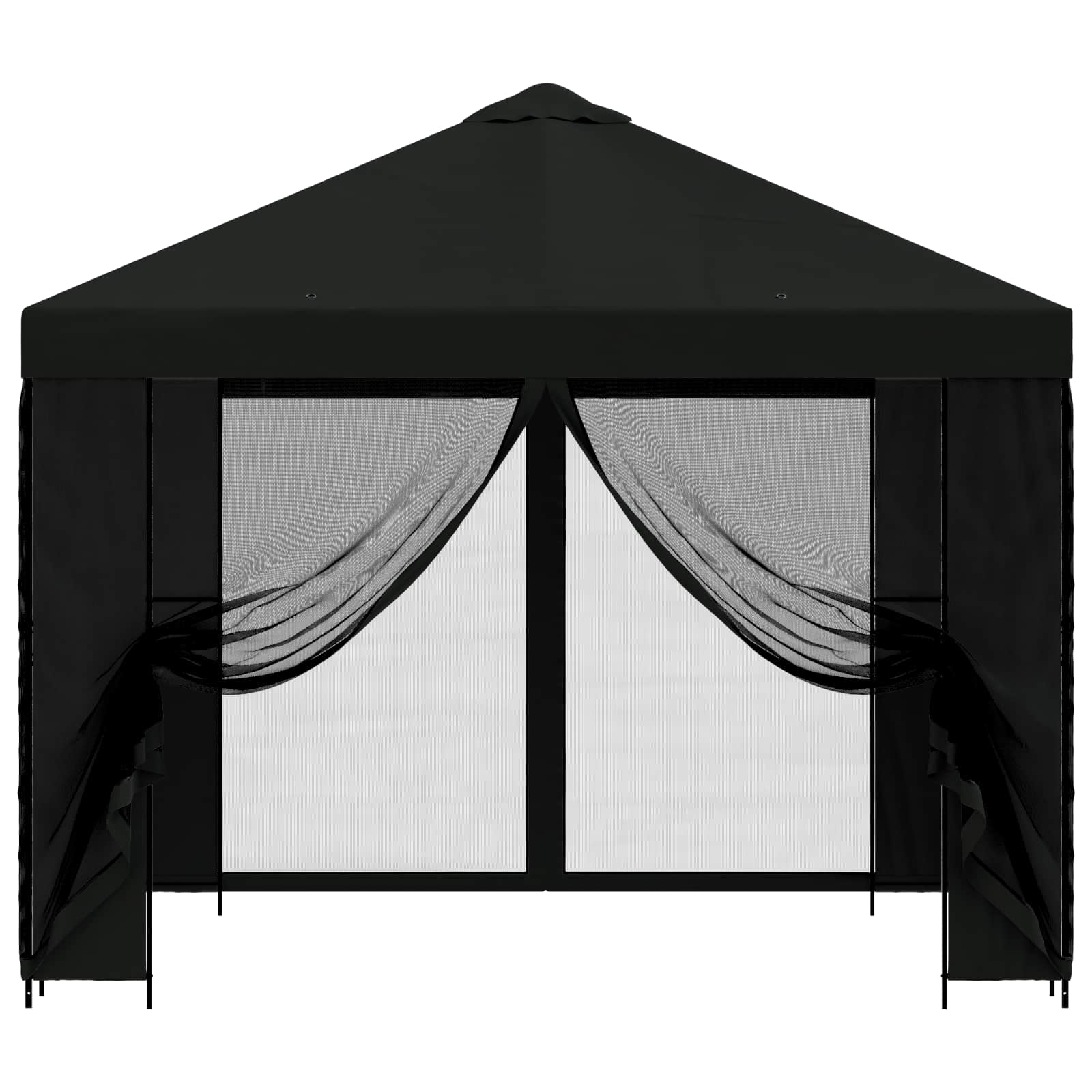 Tuin Gazebo met Zijwanden 3 x 3 m Zwart Polyester en staal