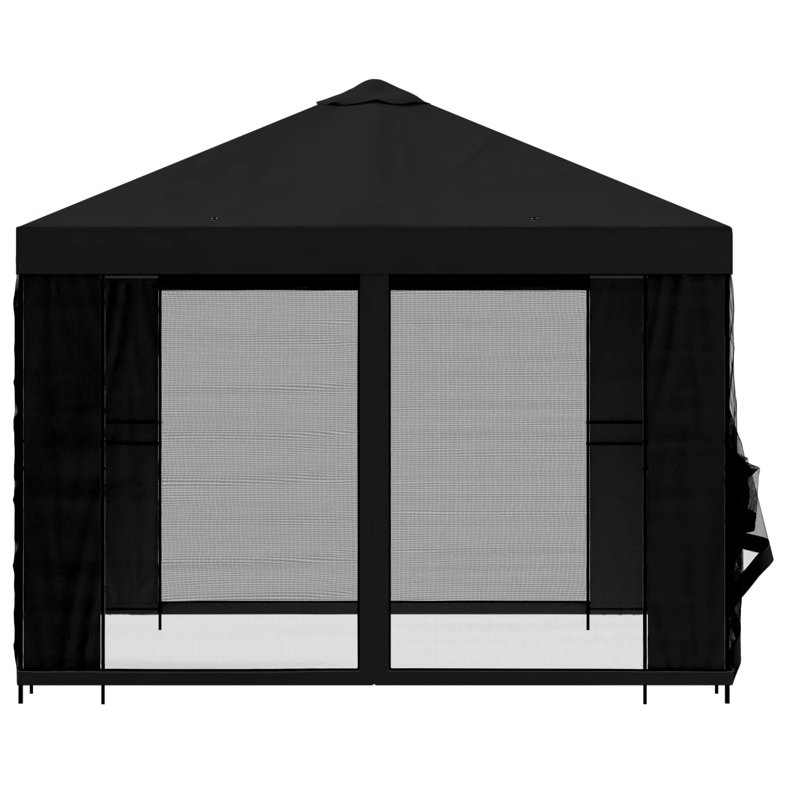 Tuin Gazebo met Zijwanden 3 x 3 m Zwart Polyester en staal