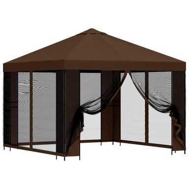 Tuin Gazebo met Zijwanden 3 x 3 m Bruin Polyester en staal