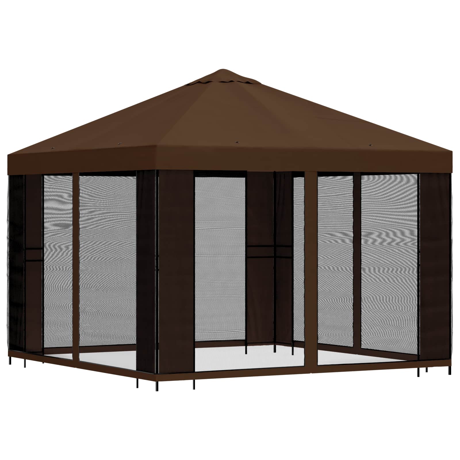 Tuin Gazebo met Zijwanden 3 x 3 m Bruin Polyester en staal