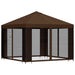 Tuin Gazebo met Zijwanden 3 x 3 m Bruin Polyester en staal