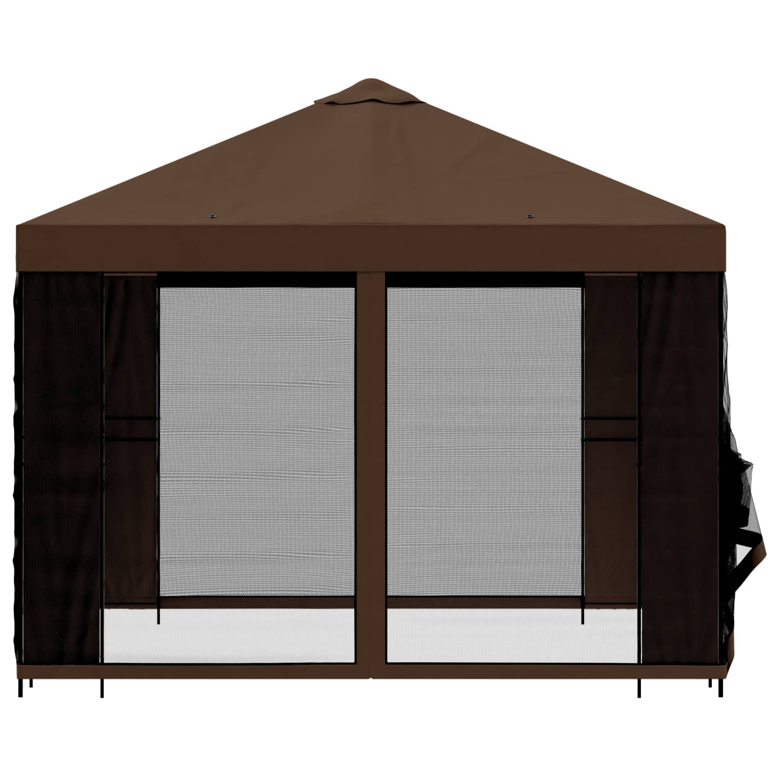 Tuin Gazebo met Zijwanden 3 x 3 m Bruin Polyester en staal