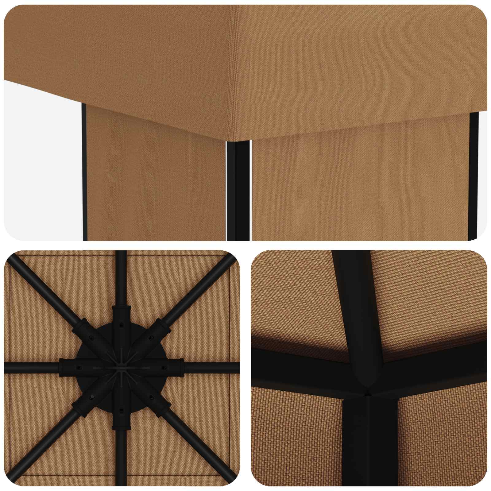 Paviljoen 4 × 3 m Beige Polyester en staal 190 gsm