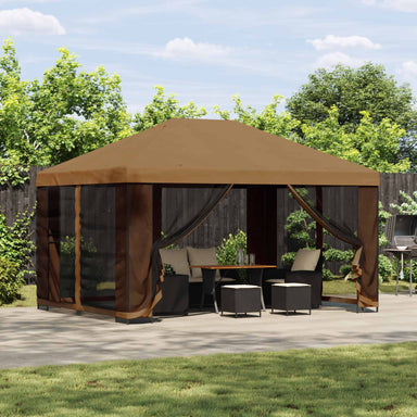 Paviljoen 4 × 3 m Beige Polyester en staal 190 gsm