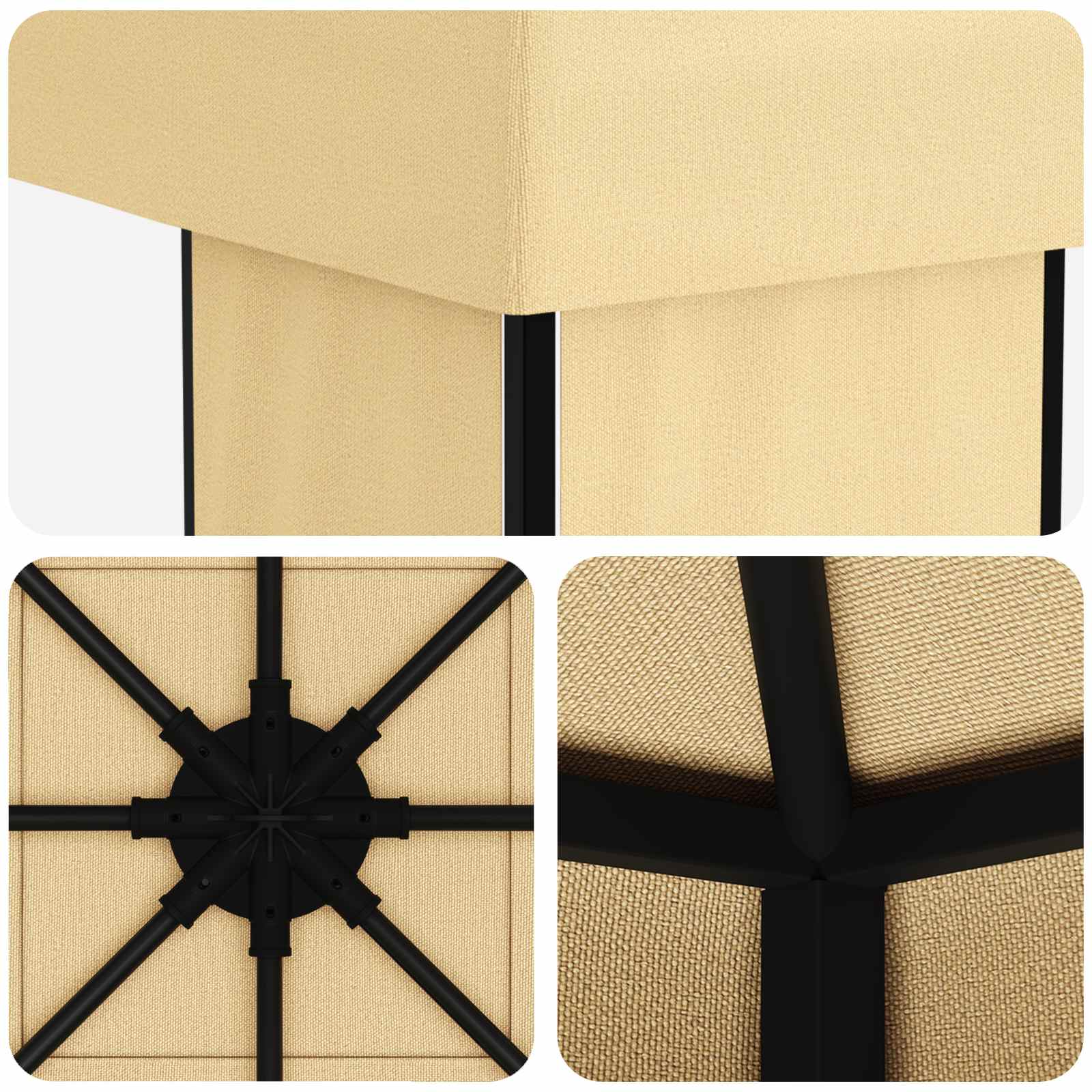 Paviljoen 4 × 3 m Crèmekleurig Polyester en staal 190 gsm