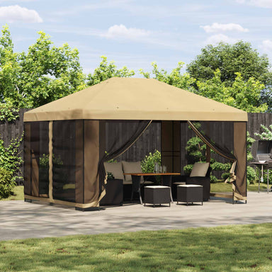 Paviljoen 4 × 3 m Crèmekleurig Polyester en staal 190 gsm