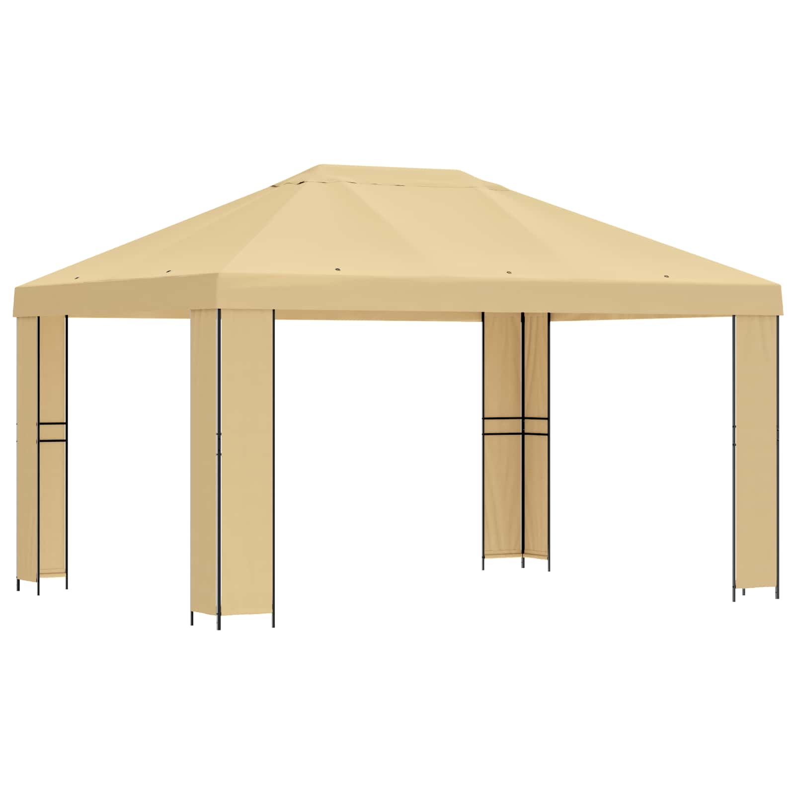 Paviljoen 4 × 3 m Crèmekleurig Polyester en staal 190 gsm