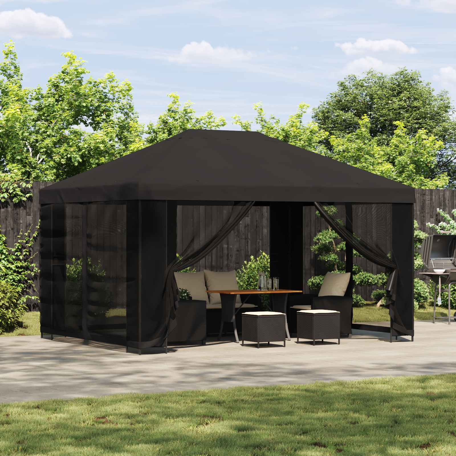 Paviljoen 4 × 3 m Antracietkleurig Polyester en staal 190 gsm