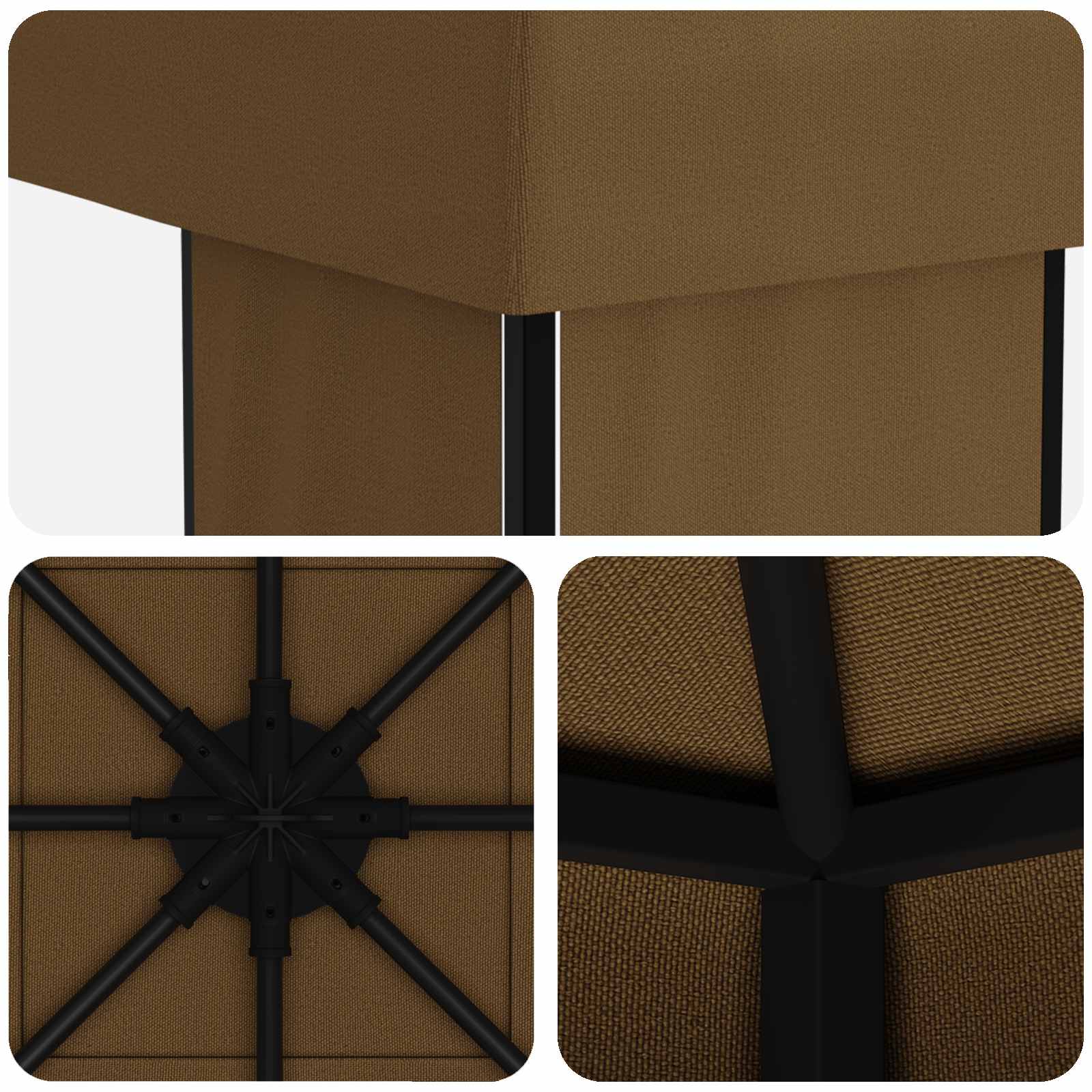 Paviljoen 4 × 3 m Taupe Polyester en staal 190 gsm