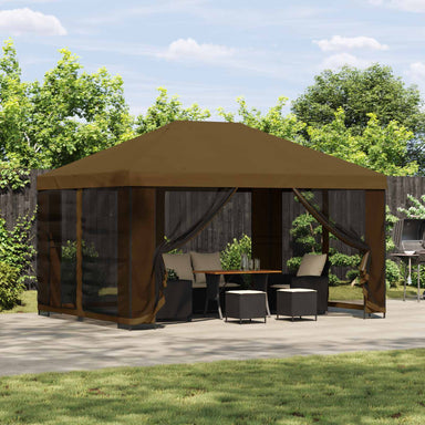 Paviljoen 4 × 3 m Taupe Polyester en staal 190 gsm