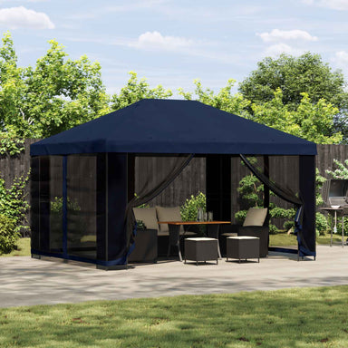 Paviljoen 4 × 3 m Blauw Polyester en staal 190 gsm