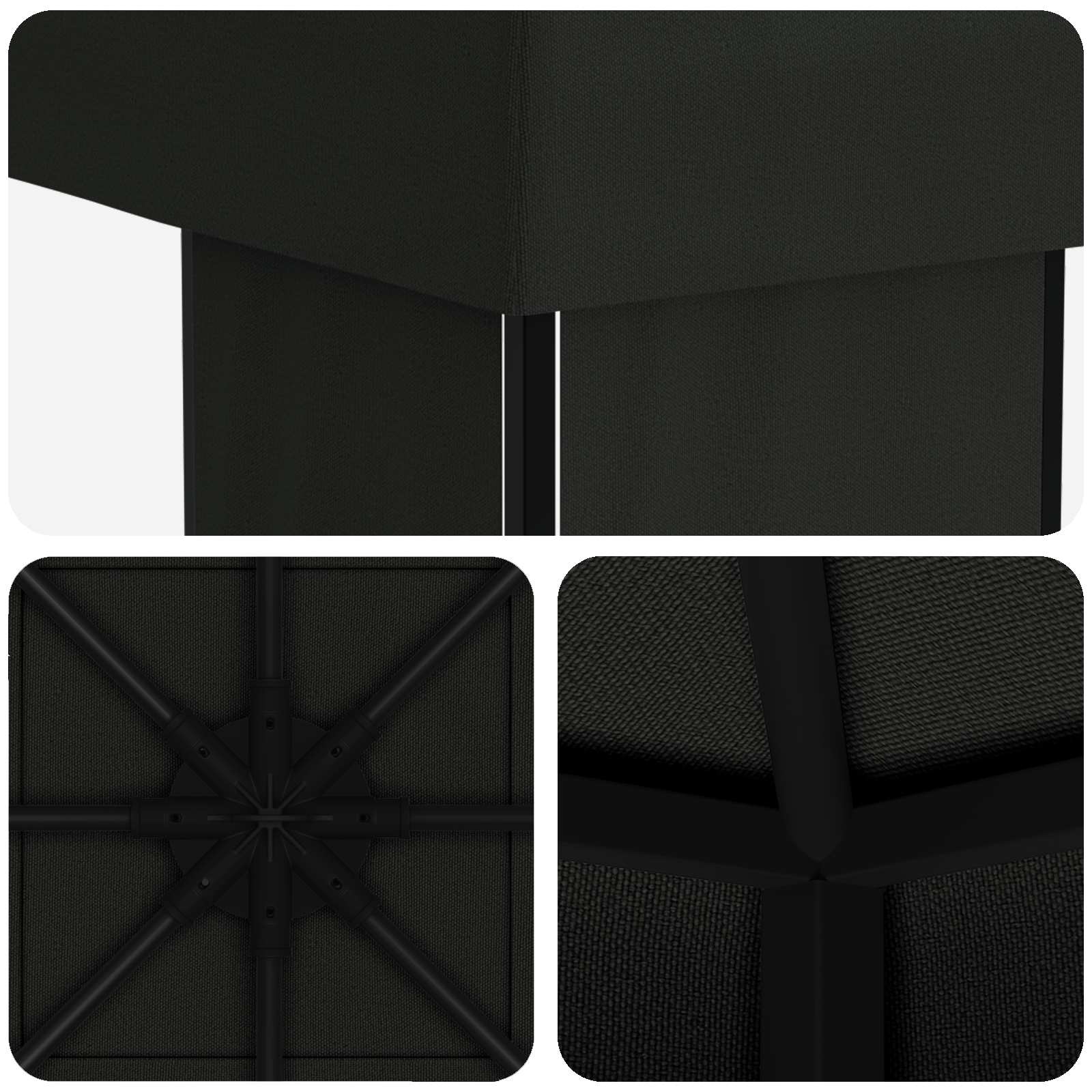 Paviljoen 4 × 3 m Zwart Polyester en staal 190 gsm