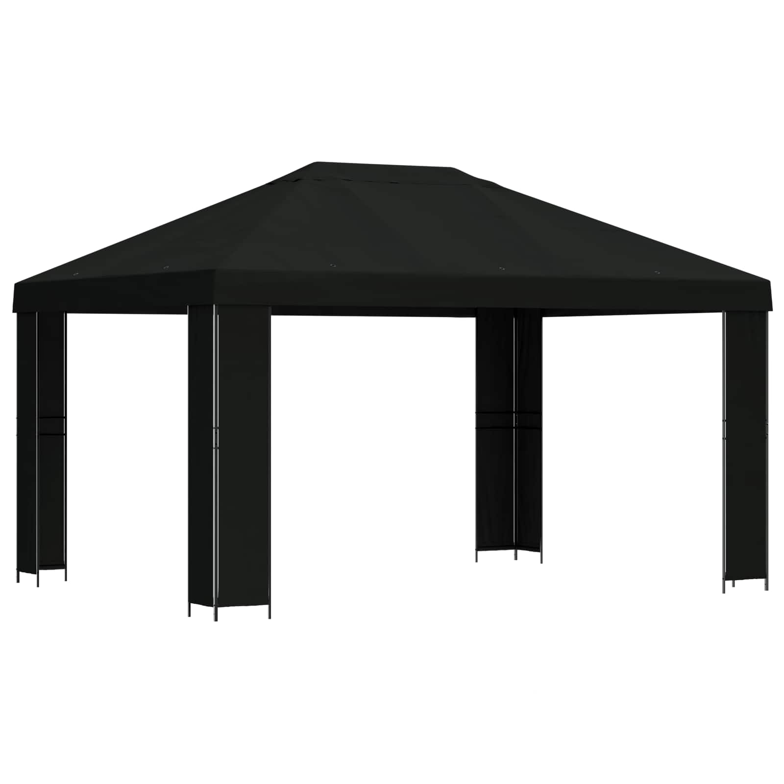 Paviljoen 4 × 3 m Zwart Polyester en staal 190 gsm