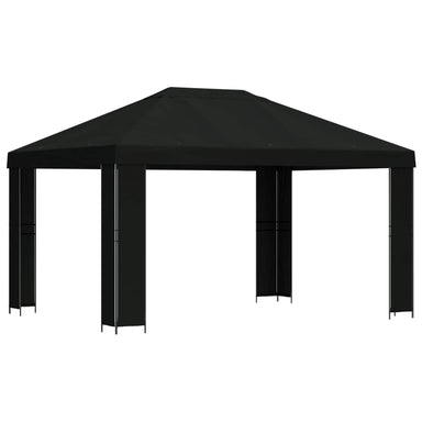 Paviljoen 4 × 3 m Zwart Polyester en staal 190 gsm