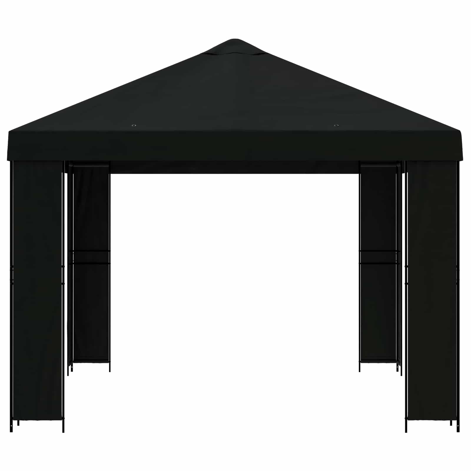 Paviljoen 4 × 3 m Zwart Polyester en staal 190 gsm