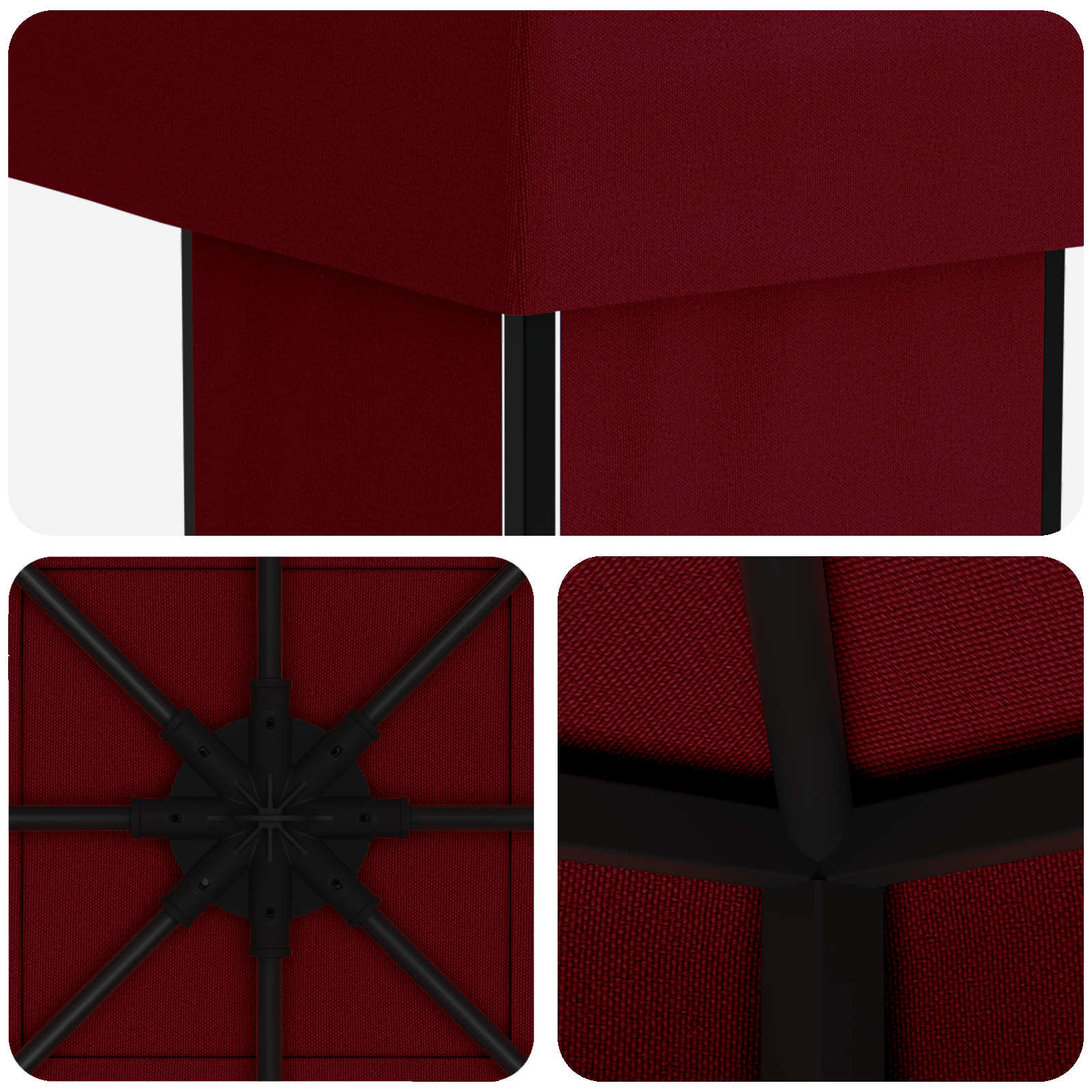 Paviljoen 4 × 3 m Bordeauxrood Polyester en staal 190 gsm