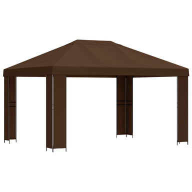 Paviljoen 4 × 3 m Bruin Polyester en staal 190 gsm