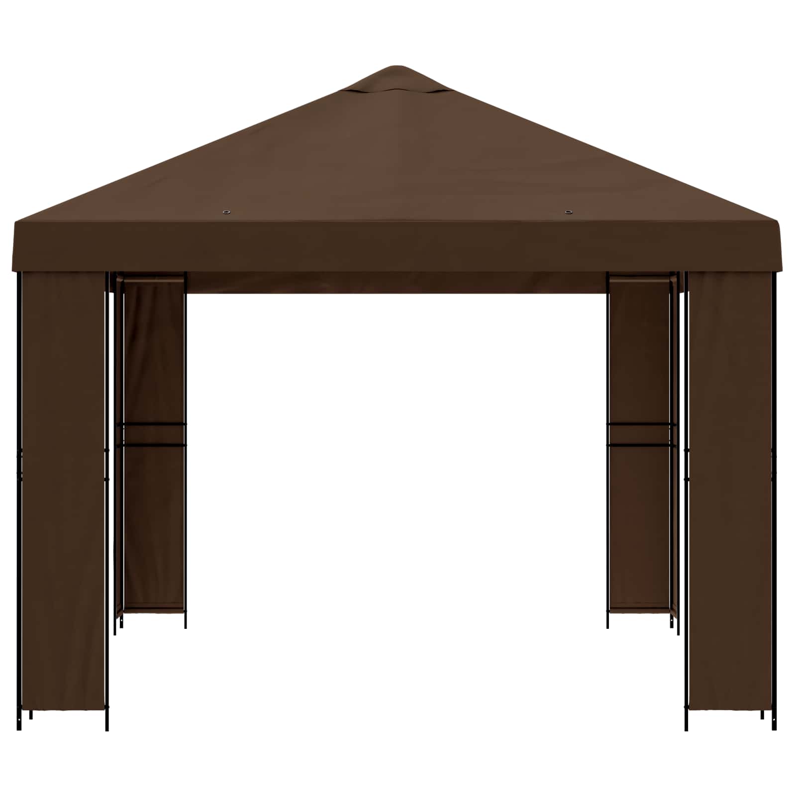 Paviljoen 4 × 3 m Bruin Polyester en staal 190 gsm