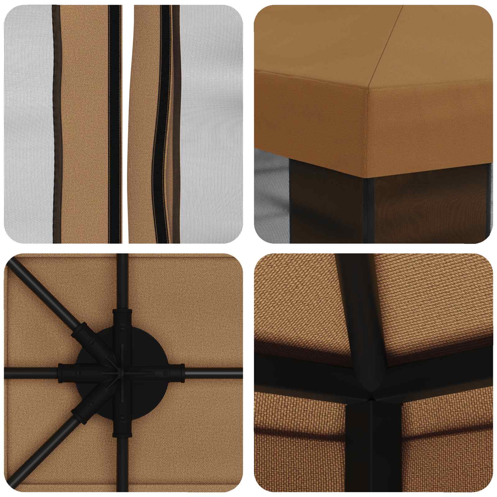 Tuin Gazebo met Zijwanden 4 × 3 m Beige Polyester en staal