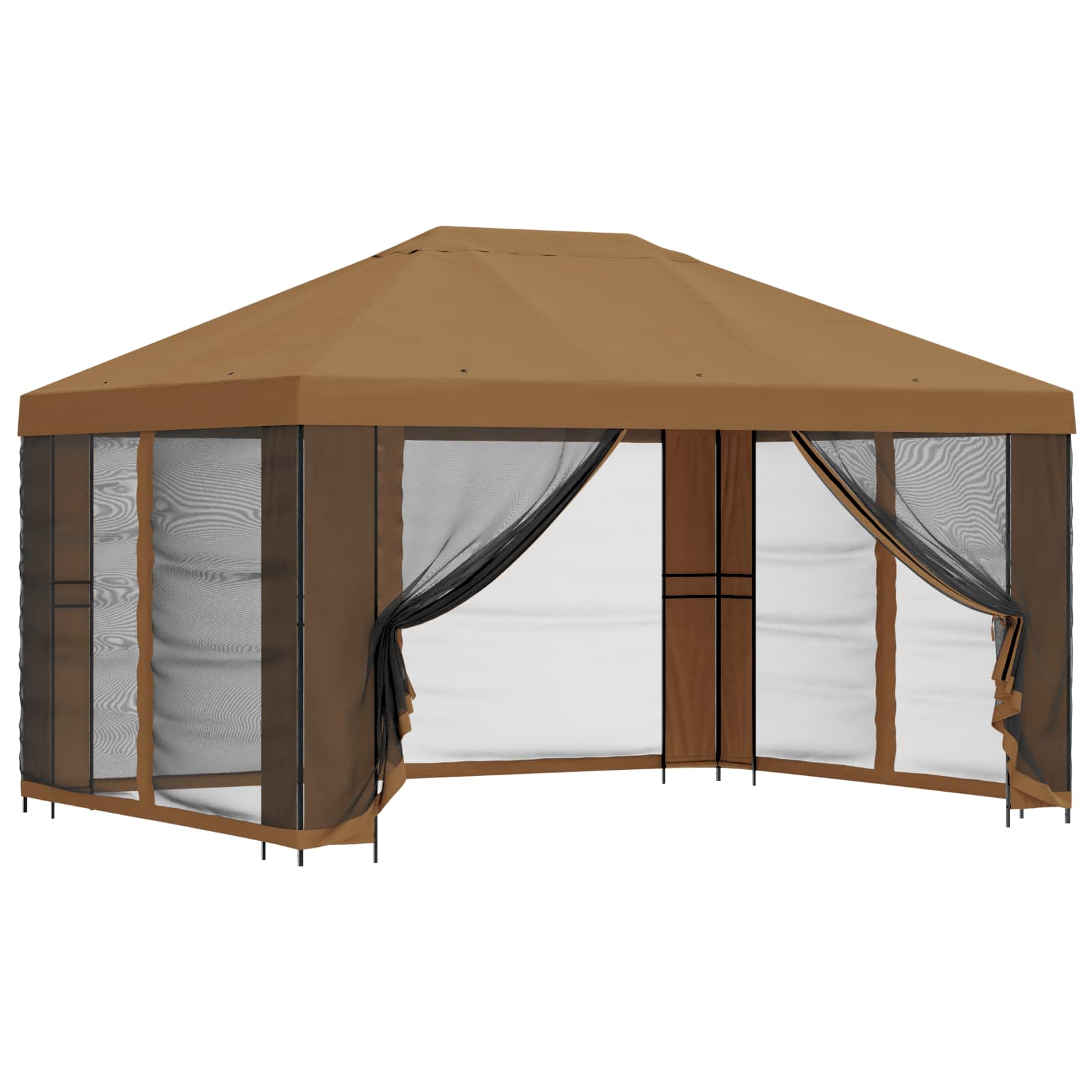 Tuin Gazebo met Zijwanden 4 × 3 m Beige Polyester en staal
