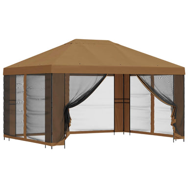 Tuin Gazebo met Zijwanden 4 × 3 m Beige Polyester en staal