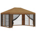 Tuin Gazebo met Zijwanden 4 × 3 m Beige Polyester en staal