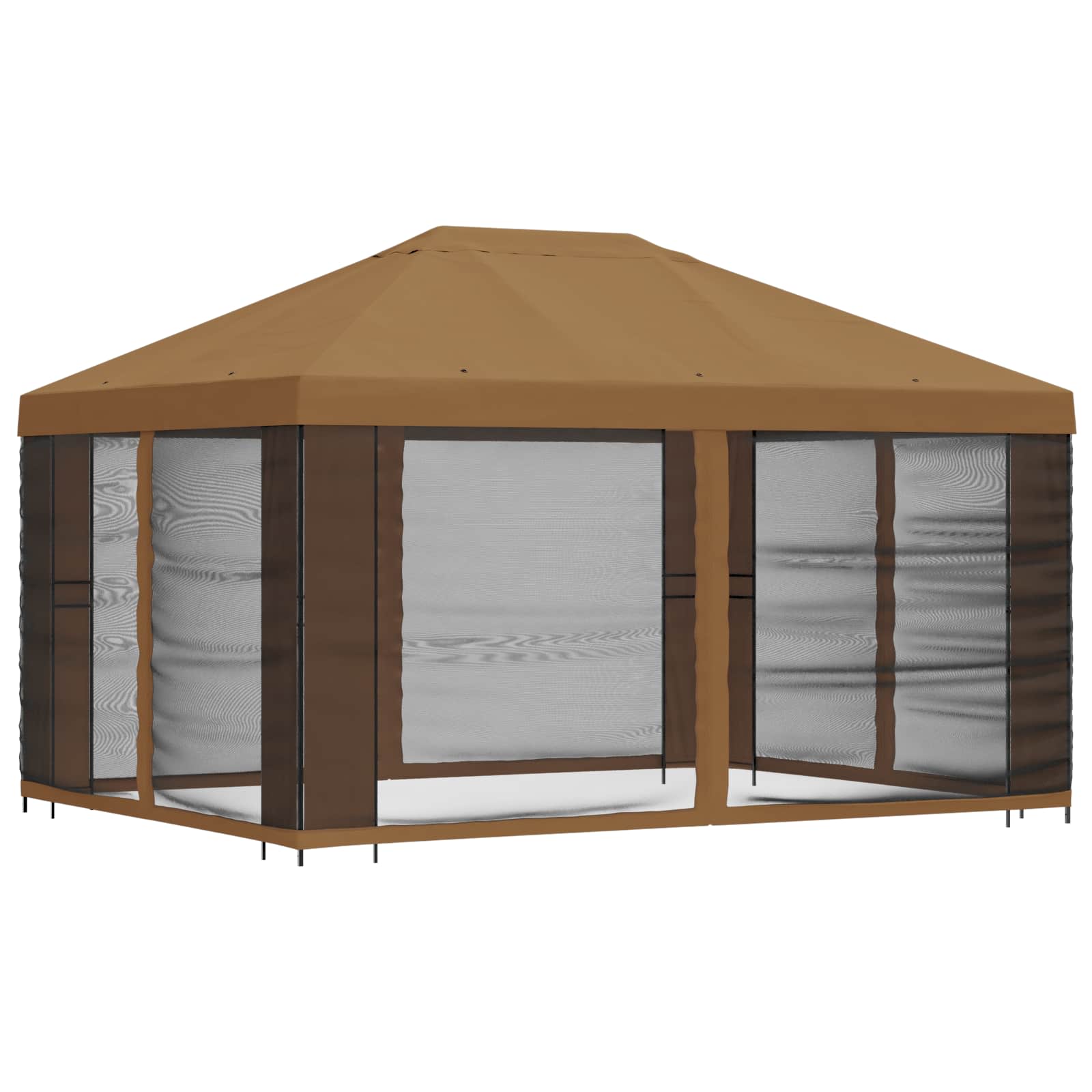 Tuin Gazebo met Zijwanden 4 × 3 m Beige Polyester en staal